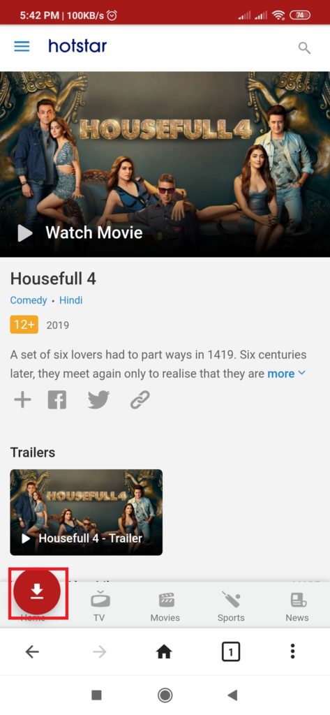 Download Hotstar videos in android