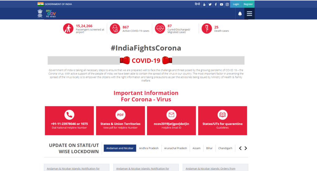Coronavirus Live status in india