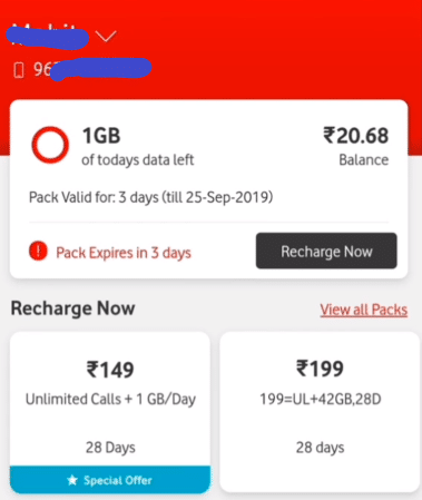 Check Vodafone data balance using My Vodafone App 