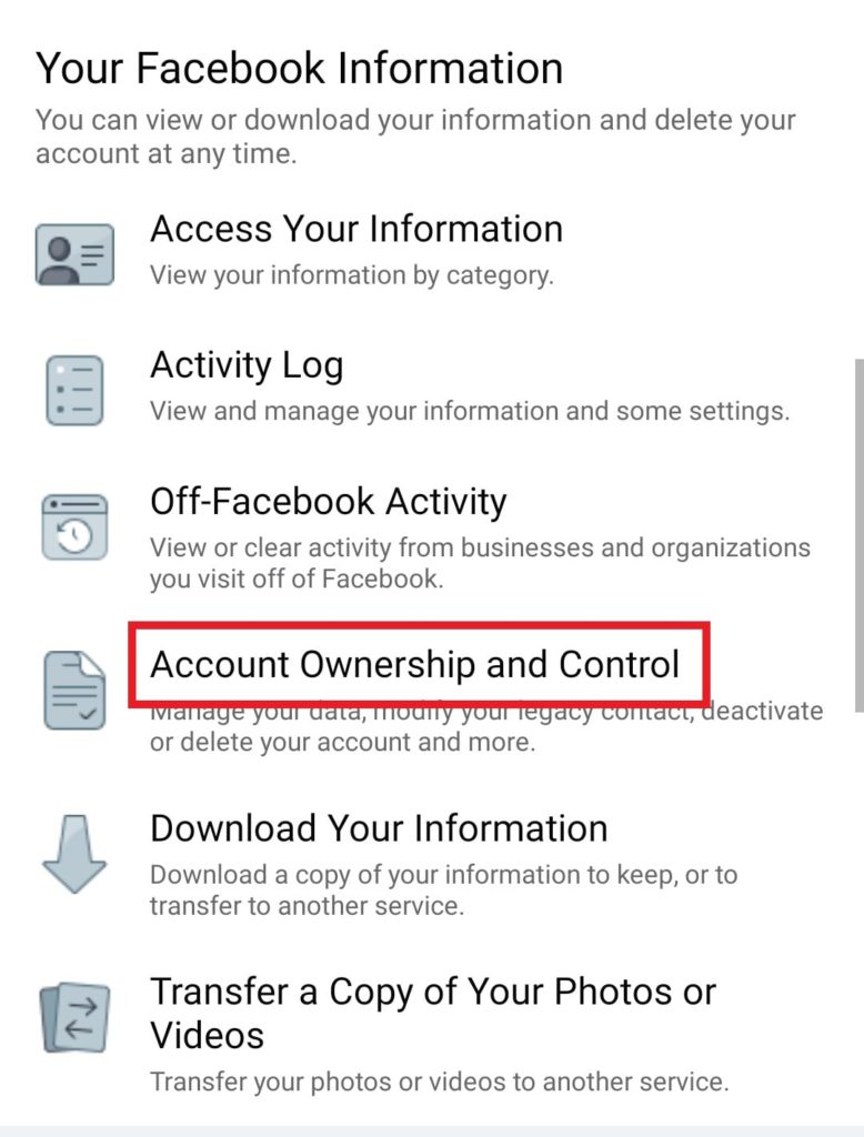 Facebook account ownership and control