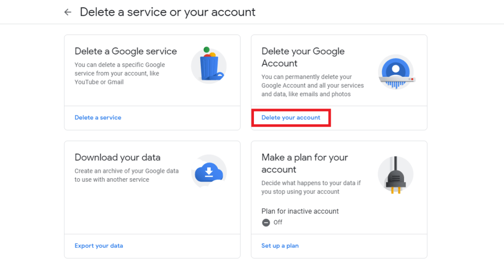 Delete Your Google Account on PC