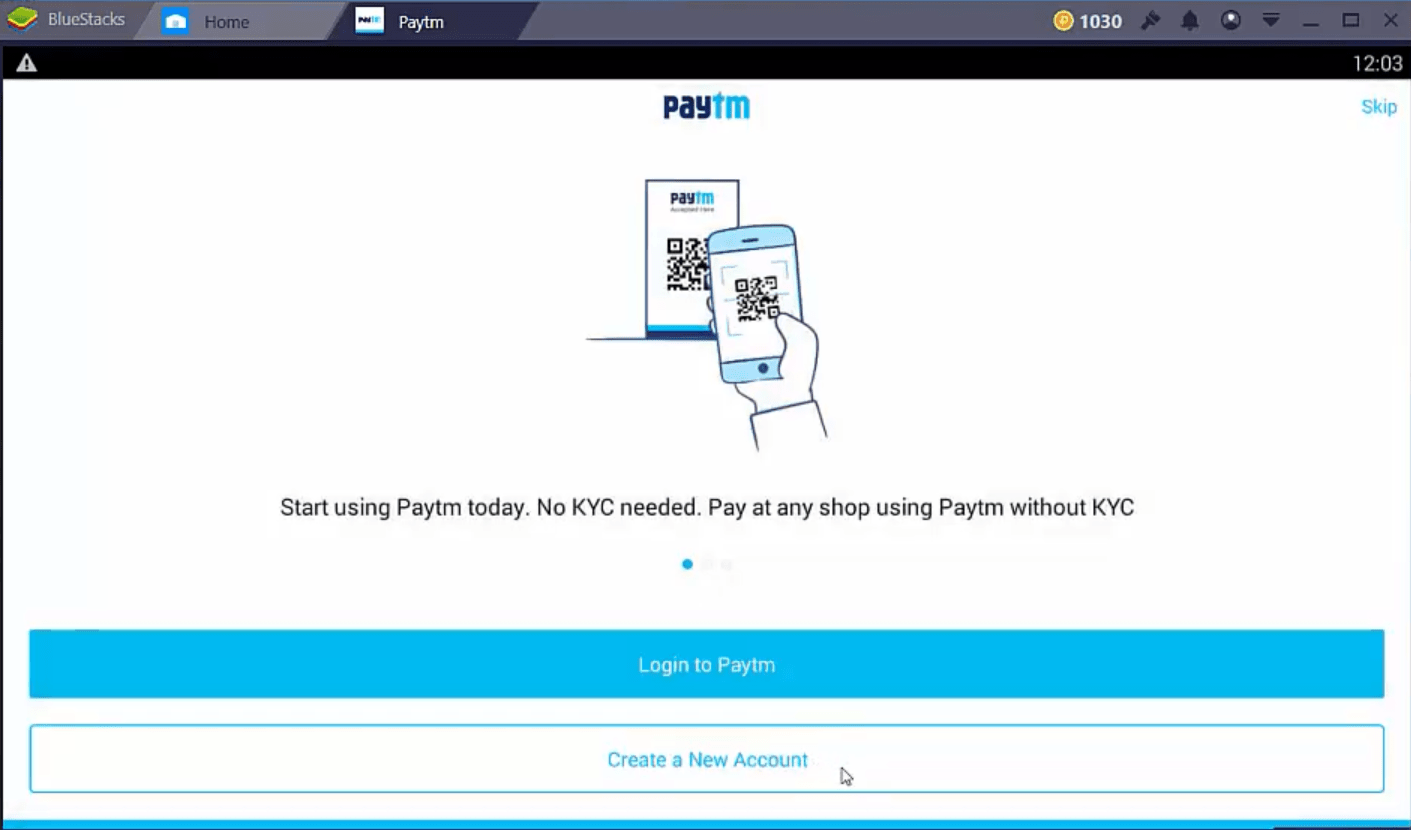 Download Paytm for PC using Bluestacks